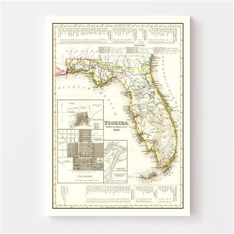 Vintage Map of Florida 1845 by Ted's Vintage Art