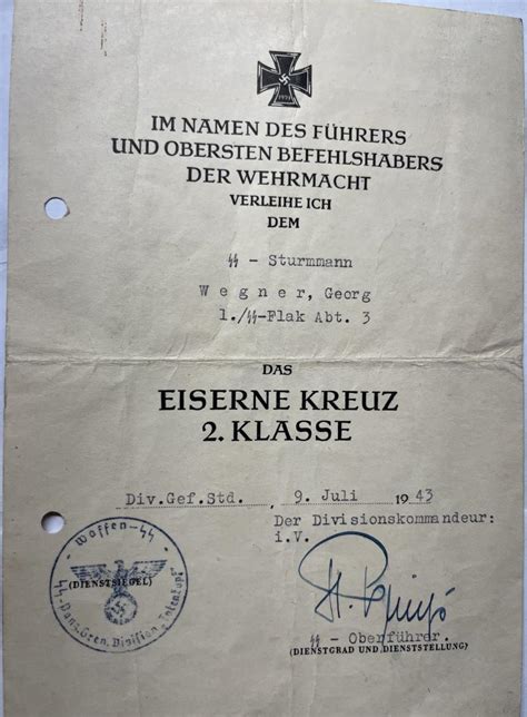 Kurland Docs Waffen SS Citation Set SS Pz Gren Div Totenkopf