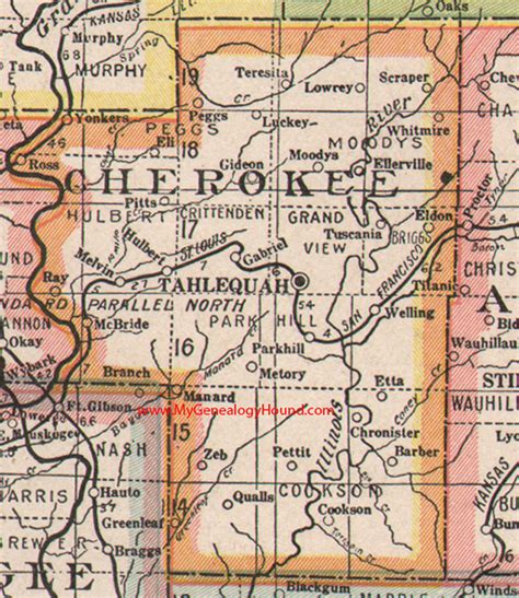 Cherokee County, Oklahoma 1922 Map