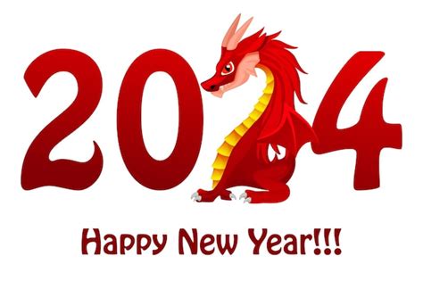 Premium Vector Chinese Happy New Year 2024 Cute Dragon Greeting Card