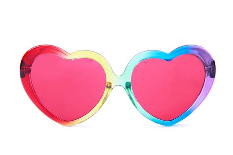 Happy Hour Shades Heart On Sunglasses Rainbow Fade Red Lens Mo