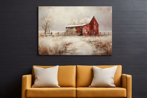 Christmas Barn Wall Art Oil Painting Graphic by Whale Art · Creative ...