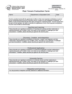 Post Tenure Evaluation Doc Template Pdffiller