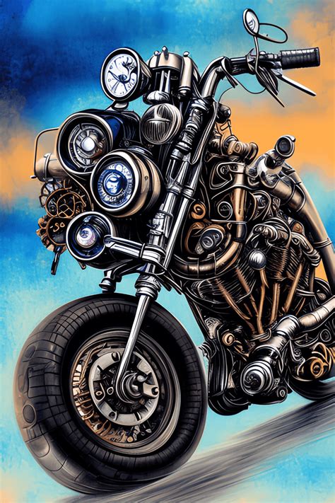 Steampunk Harley Motorcycle Graphic Creative Fabrica