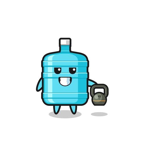 Premium Vector Gallon Water Bottle Mascot Lifting Kettlebell In The Gym