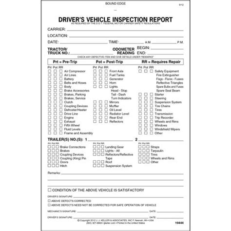 Free Drivers Vehicle Inspection Report Template