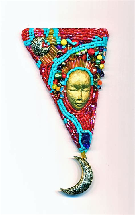 Beaded Moon Goddess Beaded Embroidery Bead Designs Bead Art