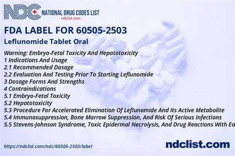 Fda Label For Leflunomide Tablet Oral Indications Usage Precautions