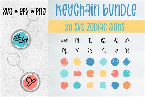 Zodiac Signs Svg Key Keychain Pattern Graphic By Tori Card Store