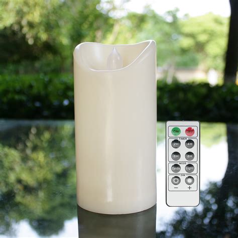 Flameless Outdoor Waterproof Led Pillar Candle With Remote Timer Battery Operated Flickering