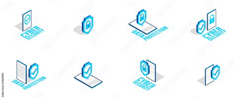 Electronic Data Protection And Cyber Security Vector Isometric