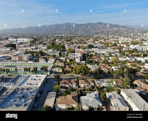 Aerial view of downtown Glendale, city in Los Angeles County ...