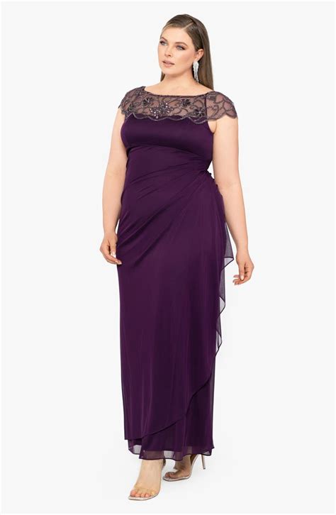 Xscape Beaded Neck Ruched Cap Sleeve Gown Nordstrom