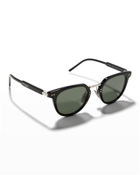 Prada Mens Triangle Logo Bicolor Rectangle Sunglasses Neiman Marcus