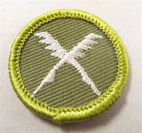 Vintage Boy Scout Merit Badge Basketry Type F Rolled Edge Khaki Twill