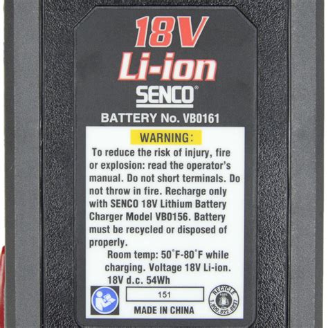 Senco Vb0161 18v 30ah Li Ion Battery