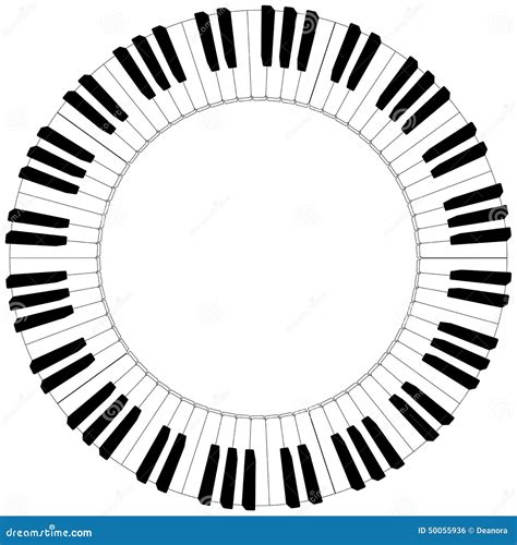 Round Black And White Piano Keyboard Frame Stock Vector Illustration