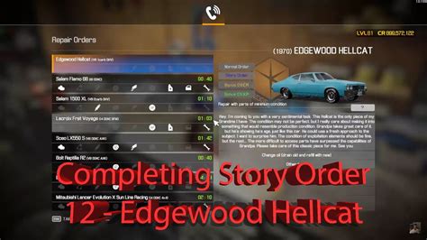 Completing Story Order Edgewood Hellcat Guide Car Mechanic