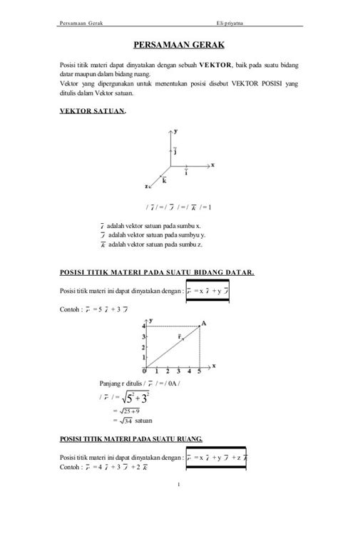 Contoh Soal Vektor Posisi Kecepatan Dan Percepatan Pelajaran Mu