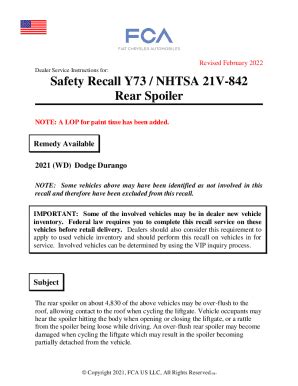 Fillable Online Safety Recall Y73 NHTSA 21V 842 Rear Spoiler Fax