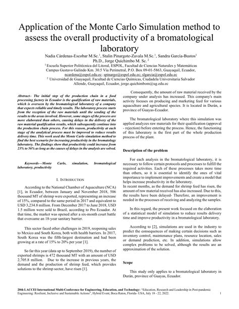 PDF Application Of The Monte Carlo Simulation Method To Assess The