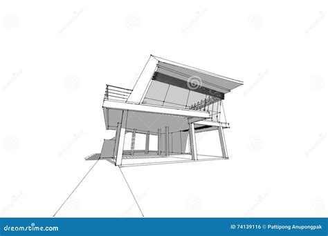 Ejemplo Del Hogar 3d Del Dibujo De La Arquitectura Stock De Ilustración