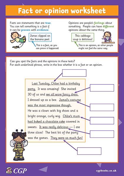 Fact Or Opinion Worksheet Foundation Years Cgp Plus