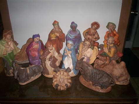 Large Rare Nativity Hand Painted Ceramic The Only Set By Mirage76