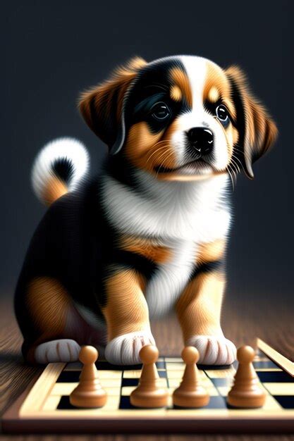 Premium AI Image | cute_baby_dog_playing_chess_1 jpg