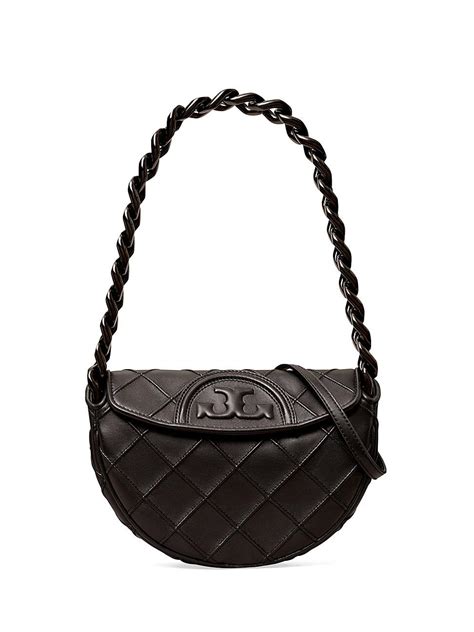 Tory Burch Mini Fleming Leather Crescent Bag In Black Lyst