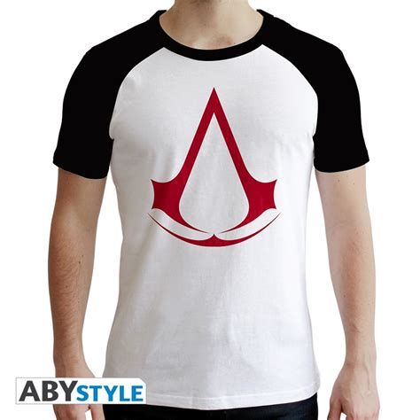 Assassin S Creed Tshirt Crest Man Ss White Black Premium