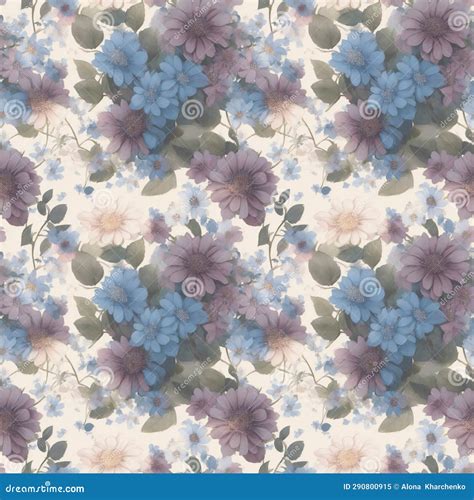 Seamless Wallpaper with Blue Daisies Stock Illustration - Illustration ...