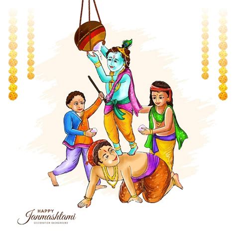 Bonne fête de Janmashtami à l arrière plan d une carte de fête indienne