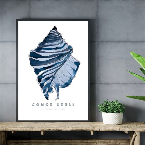 Buy CONCH SHELL ON WHITE ART PRINT | Prints & Interiors by The Hambridge Artist