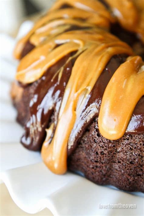 Chocolate Peanut Butter Bundt Cake • Love From The Oven