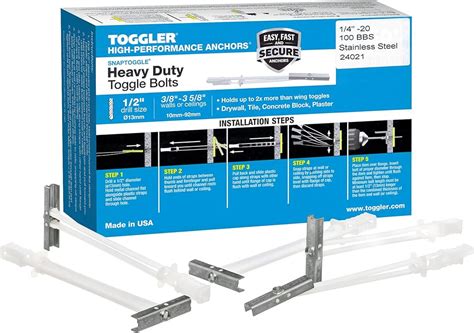 TOGGLER 1080 Lb 1 4 In X Assorted Length Toggle Bolt 58 OFF