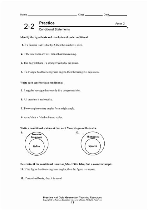 Conditional Statements Geometry Worksheet Printable Computer Tools