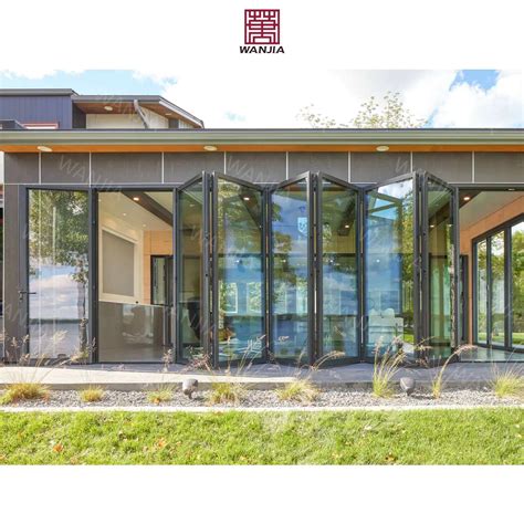 modern villa house aluminium french double glass door automatic folding