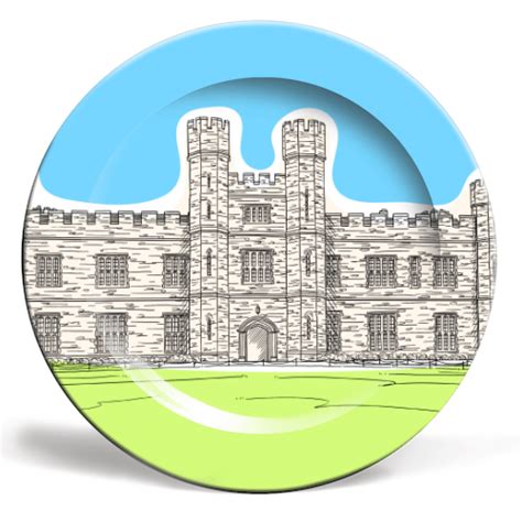 Leeds Castle In Colours Illustration Printed Canvas Tote Bag Designed