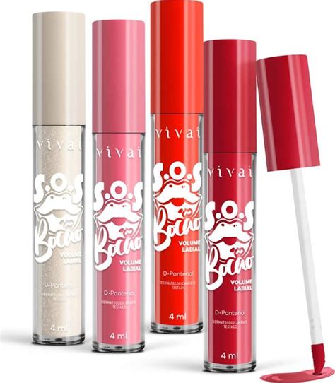 Kit Gloss De Volume Labial Sos Boc O Vivai Cido Hialuronico Cores