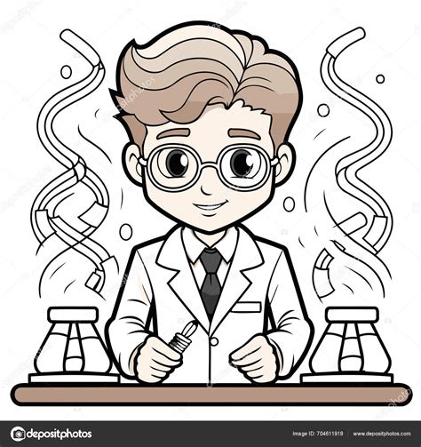 Image Vectorielle Scientifique Dessin Anim Blouse Laboratoire Lunettes