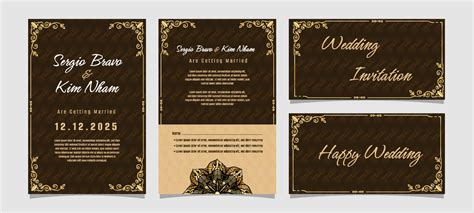 Gold Border Invitation Set 4622586 Vector Art at Vecteezy