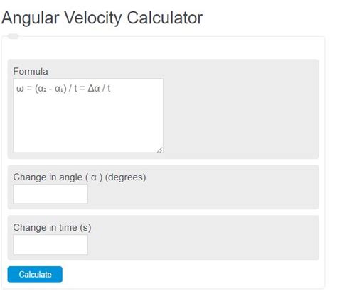 Angular Velocity Calculator Calculator Academy