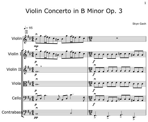 Violin Concerto In B Minor Op 3 Sheet Music For Violin Viola Cello Contrabass