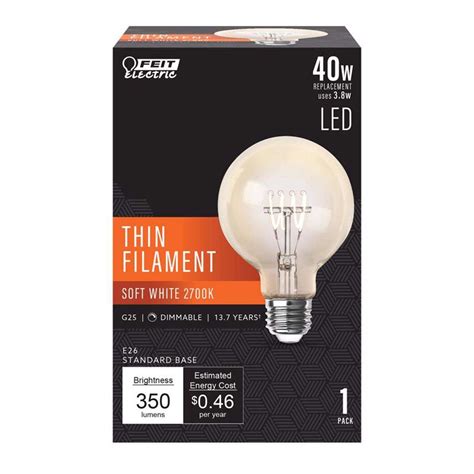 Feit Led Filament G25 E26 Medium Filament Led Bulb Soft White 40 Watt Equivalence 1 Pk Ace