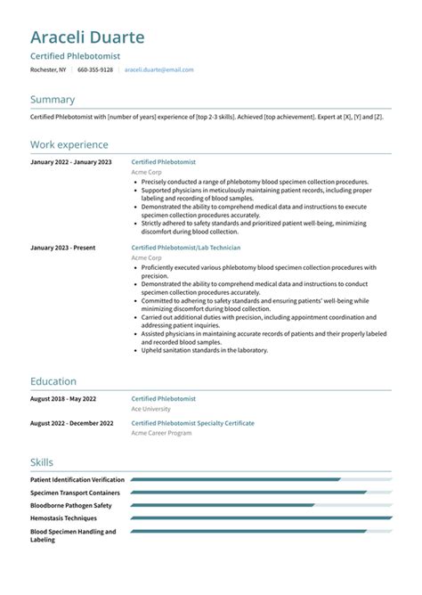 10 Certified Phlebotomist Resume Examples That Work