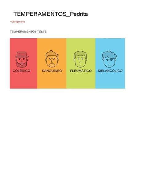 Temperamentos Humanos Teste - TEMPERAMENTOS Teste | PDF | Psicologia | Conceitos psicológicos