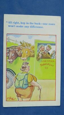 Risque Comic Postcard S Big Boobs BBW Large Lady Dairy Cows Theme EBay