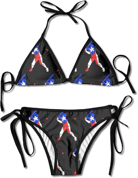 Fashion Womens Sexy Padded Bikini Set Colorful Baseball