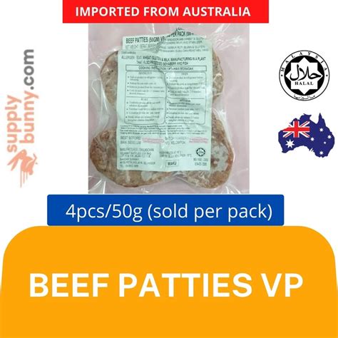 Australian Beef Patties 50gpcs X 4 Per Pack Frozen Vacuum Packed